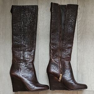 Tory Burch Brown Wedge Knee-High Boots